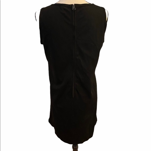 Neiman Marcus Black Leather Front Size Medium Sleeveless Dress. - Picture 4 of 5